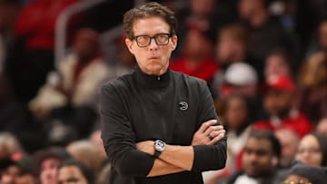 Atlanta Hawks head coach Quin Snyder looks on against the Toronto Raptors.