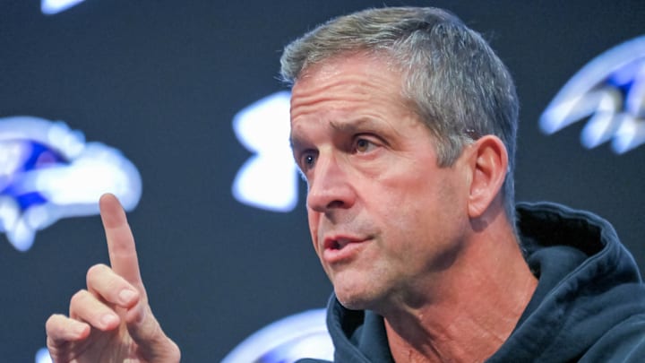 John Harbaugh, formerly of the Baltimore Ravens, speaks