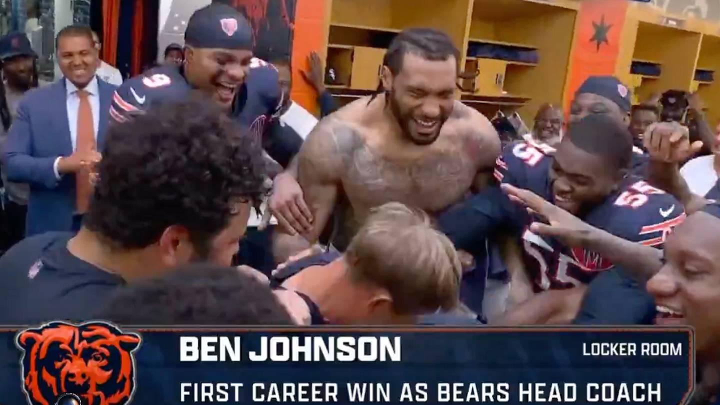 Bears Locker Room Went Crazy When Caleb Williams Gave Ben Johnson a Game ...