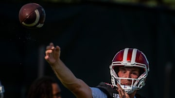 Indiana's Fernando Mendoza (15) during Indiana University football practice on Wednesday, July 30, 2025.