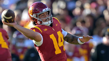 USC Trojans quarterback Jayden Maiava (14) throws a pass