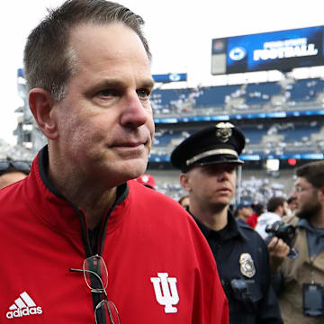 Indiana coach Curt Cignetti walks off the field Nov. 8, 2025, after beating Penn State at Beaver Stadium in University Park.