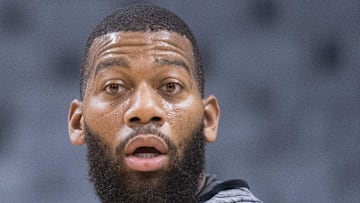Oct 26, 2018; Toronto, Ontario, CAN; Toronto Raptors center Greg Monroe (15) warms up before a game against the Dallas Mavericks at Scotiabank Arena. Mandatory Credit: Nick Turchiaro-Imagn Images