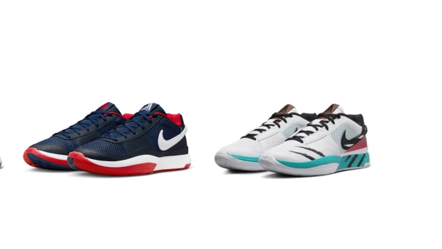 Ja Morant's multi-color Nike sneakers.