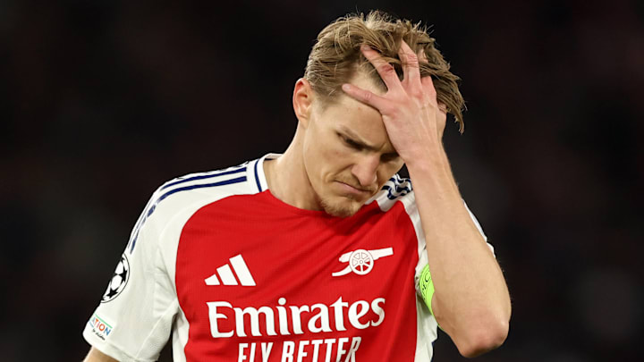 Arsenal's Martin Odegaard has struggled mightily for most of the season as pressure builds on the captain. Arsenal's Martin Odegaard has struggled mightily for most of the season as pressure builds on the captain.