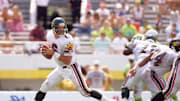May 23, 1992; Orlando, FL, USA; FILE PHOTO; Barcelona Dragons quarterback Scott Erney (6) in action against the Orlando Thunder at the Florida Citrus Bowl during the second season of the World League of American Football. Mandatory Credit: RVR Photos-USA TODAY NETWORK
