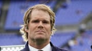 Jan 2, 2022; Baltimore, Maryland, USA; Broadcaster and former tight end Greg Olson wears his All Madden jacket prior to the Baltimore Ravens game against the Los Angeles Rams at M&T Bank Stadium. 