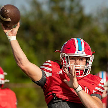 Frostproof quarterback Landon Fuller throws a pass during football practice at the school Wednesday November 13 2024, in Frostproof Fl.
Ernst Peters/The Ledger