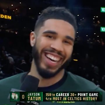 Jayson Tatum during a postgame interview on TNT.