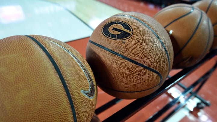 Feb 14, 2017; Athens, GA, USA; A general view of a basketball rack prior to the game between the Mississippi State Bulldogs and the Georgia Bulldogs at Stegeman Coliseum. Mandatory Credit: Adam Hagy-USA TODAY Sports