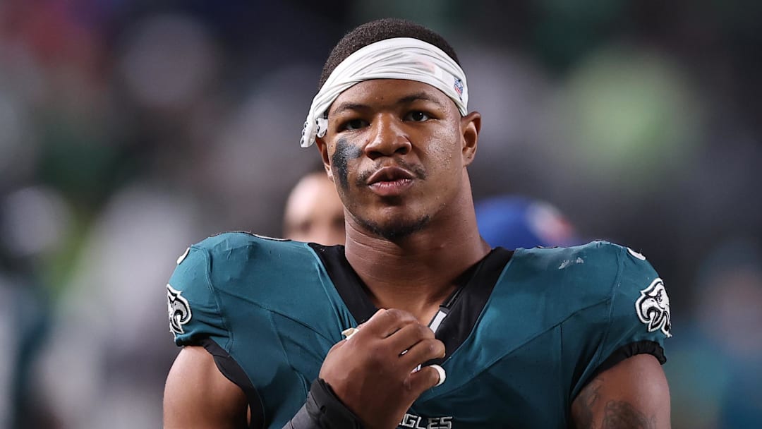 Sep 4, 2025; Philadelphia, Pennsylvania, USA; Philadelphia Eagles linebacker Nolan Smith Jr. (3) against the Dallas Cowboys at Lincoln Financial Field. Mandatory Credit: Bill Streicher-Imagn Images