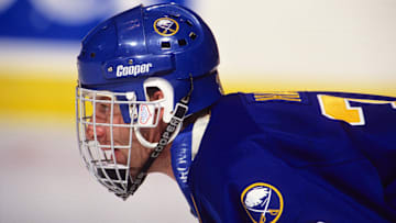 1995; Manhattan, NY, USA; FILE PHOTO; Buffalo Sabres goalie Dominik Hasek (39) on the ice against the New York Rangers at Madison Square Garden. Mandatory Credit: Lou Capozzola-USA TODAY NETWORK