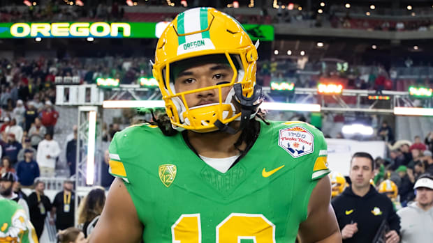 Oregon Ducks defensive end Matayo Uiagalelei against the Liberty Flames during the 2024 Fiesta Bowl.