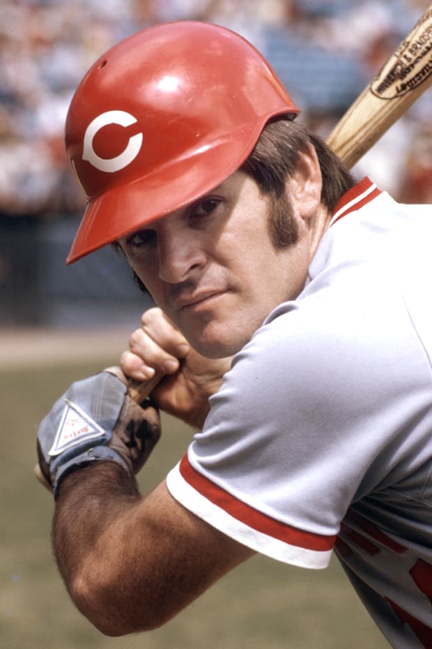 Cincinnati Reds outfielder Pete Rose poses for a picture during the 1973 season.