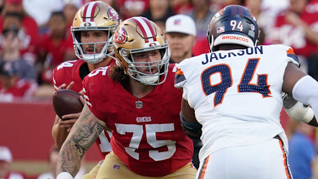 San Francisco 49ers offensive lineman Connor Colby (75)