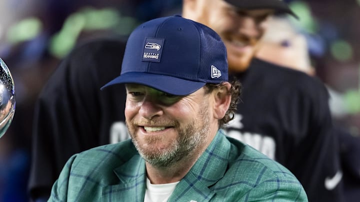 Seattle Seahawks general manager John Schneider celebrates