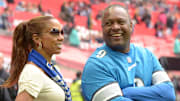 Detroit Lions former quarterback Rodney Peete (right) and wife Holly Robinson Peete attend NFL International Series game