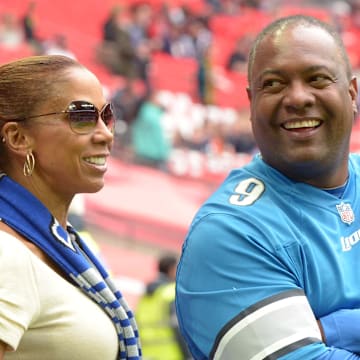 Detroit Lions former quarterback Rodney Peete (right) and wife Holly Robinson Peete attend NFL International Series game