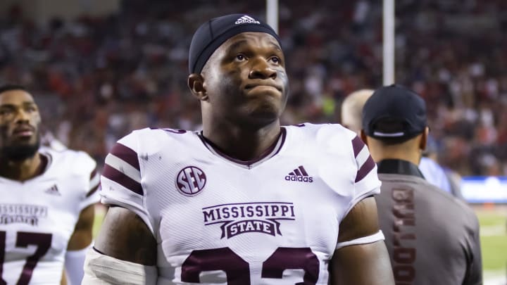 Sep 10, 2022; Tucson, Arizona, USA; Mississippi State Bulldogs defensive lineman Trevion Williams (23) against the Arizona Wildcats at Arizona Stadium. Mandatory Credit: Mark J. Rebilas-USA TODAY Sports