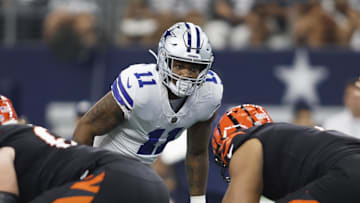 Sep 18, 2022; Arlington, Texas, USA; Dallas Cowboys linebacker Micah Parsons (11) looks into the backfield during the game against the Cincinnati Bengals  at AT&T Stadium. Mandatory Credit: Tim Heitman-Imagn Images