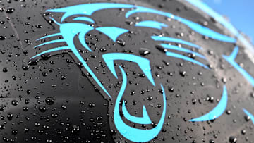 Dec 17, 2023; Charlotte, North Carolina, USA;  Carolina Panthers helmet on the sidelines in the first quarter at Bank of America Stadium. Mandatory Credit: Bob Donnan-Imagn Images