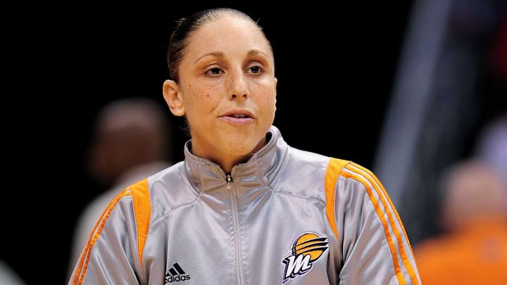 Sep 25, 2011; Phoenix, AZ, USA; Phoenix Mercury guard Diana Taurasi (3) against the Minnesota Lynx at the US Airways Center.  The Lynx defeated the Mercury 103-86. Mandatory Credit: Jennifer Stewart-Imagn Images