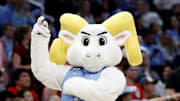 Mar 16, 2024; Washington, D.C., USA; North Carolina Tar Heels mascot, Rameses, performs during the second half at Capital One Arena. 