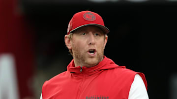 Aug 23, 2024; Tampa, Florida, USA;  Tampa Bay Buccaneers offensive coordinator Liam Coen looks on before the game against the Miami Dolphins at Raymond James Stadium. 