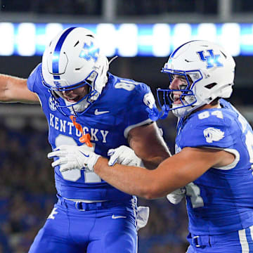 Kentucky tight ends Willie Rodriguez (81) and Josh Kattus (84) provide a nice duo for the Wildcats.