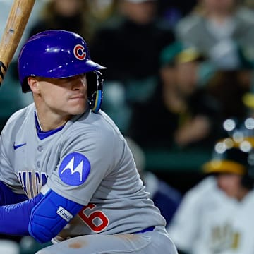 Mar 31, 2025; West Sacramento, California, USA; Chicago Cubs second base Matt Shaw (6) during the game against the Athletics at Sutter Health Park.