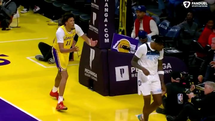 Jaxson Hayes reacts to hitting Naz Reid in the face. Jaxson Hayes reacts to hitting Naz Reid in the face.