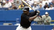 July 25, 2004; Toronto, ON, CAN; Toronto Blue Jays first baseman Carlos Delgado (25) in action at the plate against the Tampa Bay Devil Rays at Skydome. 