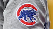 Jun 10, 2025; Philadelphia, Pennsylvania, USA; Chicago Cubs logo on the jersey of third base Matt Shaw (6) against the Philadelphia Phillies at Citizens Bank Park. Mandatory Credit: Eric Hartline-Imagn Images