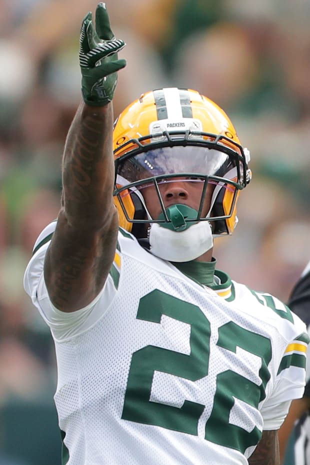 Green Bay Packers wide receiver Matthew Golden reacts during the preseason finale against the Seahawks.