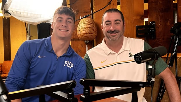 Jackson Prep baseball star Konnor Griffin poses for a photo with his father, Kevin Griffin a week before the 2024 MLB Draft