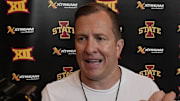 Iowa State men’s basketball head coach T.J. Otzelberger talks to media at the university Sukup Basketball Complex on June 24, 2025, in Ames, Iowa.