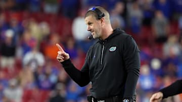 Dec 20, 2024; Tampa, FL, USA; Florida Gators head coach Billy Napier against the Tulane Green Wave during the second half at Raymond James Stadium. Mandatory Credit: Kim Klement Neitzel-Imagn Images