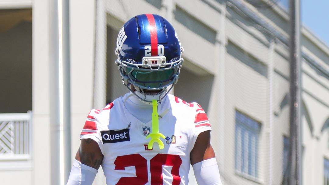 Jul 30, 2026; White Sulphur Springs, WV, USA; New York Giants cornerback Greg Newsome II (20) participates in a drill during training camp at The Greenbrier Resort Sports Performance Center. Jul 30, 2026; White Sulphur Springs, WV, USA; New York Giants cornerback Greg Newsome II (20) participates in a drill during training camp at The Greenbrier Resort Sports Performance Center.