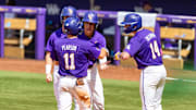 Josh Pearson 11 Homerun as The LSU Tigers take on the West Virginia Mountaineers in game 1 of the 2025 NCAA Div 1 Super Regional Baseball Championship at Alex Box Stadium in Baton Rouge, LA. Saturday, June 7, 2025. Saturday, June 7, 2025.