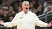 Purdue Boilermakers head coach Matt Painter yells down court 