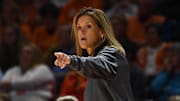 Missouri basketball coach Robin Pingeton during the NCAA college basketball game against Tennessee on Sunday, February 4, 2024 in Knoxville, Tenn.