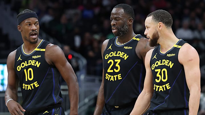 Golden State Warriors stars Jimmy Butler, Draymond Green, and Stephen Curry
