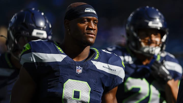 Oct 6, 2024; Seattle, Washington, USA; Seattle Seahawks running back Kenneth Walker III (9) returns to the locker room following pregame warmups against the New York Giants at Lumen Field.