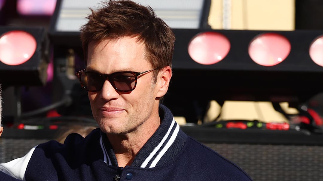 Feb 8, 2026; Santa Clara, CA, USA; Tom Brady and Joe Montana look on before Super Bowl LX between the Seattle Seahawks and the New England Patriots at Levi's Stadium. Mandatory Credit: Mark J. Rebilas-Imagn Images