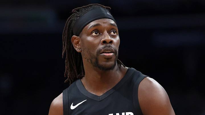 Jan 27, 2026; Washington, District of Columbia, USA; Portland Trail Blazers guard Jrue Holiday (5) looks on during the first half against the Washington Wizards at Capital One Arena. Mandatory Credit: Daniel Kucin Jr.-Imagn Images