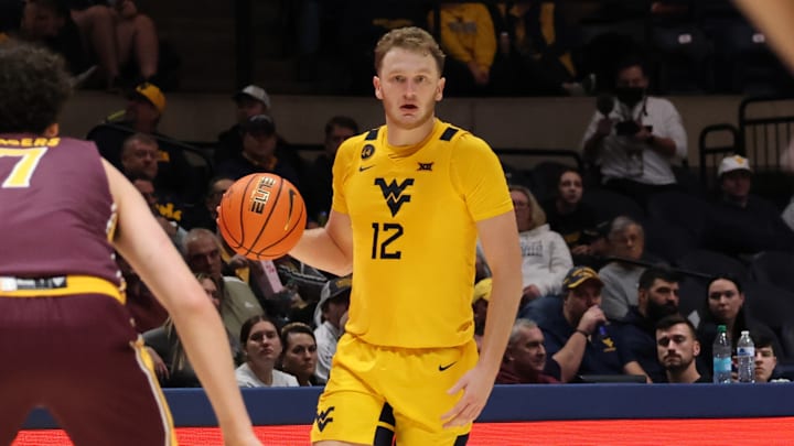 West Virginia University forward Tucker DeVries. West Virginia University forward Tucker DeVries.