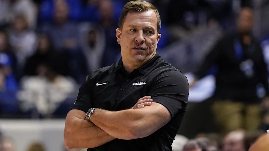 Feb 21, 2026; Provo, Utah, USA; Iowa State Cyclones head coach T.J. Otzelberger looks on during the second half against the BYU Cougars at Marriott Center.