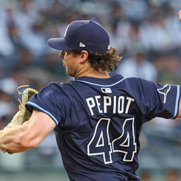 Tampa Bay's Ryan Pepiot (44) has made 52 career starts, but he'll face the Toronto Blue Jays for the first time on Wednesday.