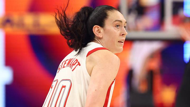 Jul 20, 2024; Phoenix, AZ, USA; USA Women's National Team forward Breanna Stewart (10) during the WNBA All Star game at Footprint Center. Mandatory Credit: Mark J. Rebilas-USA TODAY Sports