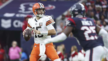 Dec 24, 2023; Houston, Texas, USA; Cleveland Browns quarterback Joe Flacco (15) attempts a pass